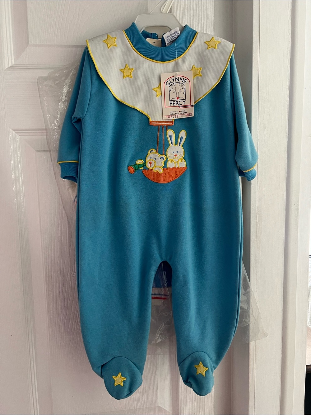 Vintage Baby One-Piece Romper with Star Collar 9 Months NEW